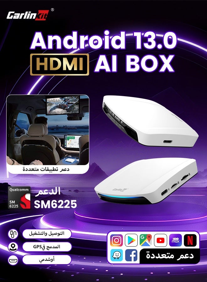 Compare Carlinkit Wireless CarPlay Android Auto AI Box with HDMI Output, Android 13, Snapdragon 6225, 8GB RAM + 128GB ROM, GPS, YouTube, Netflix, FOTA System Upgrade at KSA Price