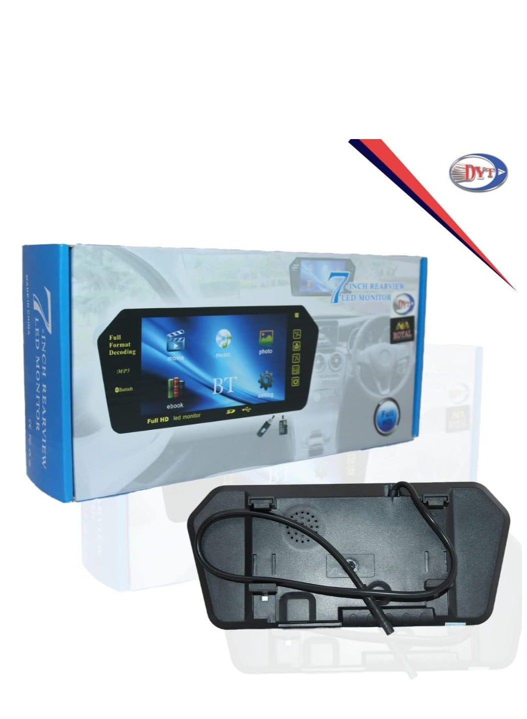 Compare ROYAL  7inch Rearview LED Monitor, Parking Assistance System, Full HD 1080P Mirror Bluetooth Full Touch Screen with BluetoothUSBTFMP5DVR, SDCard, AudioVideo Player Black at KSA Price