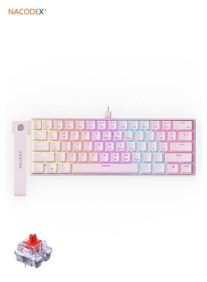 Compare NK61 Wired Mechanical Keyboard, 61 keys, with RGB backlighting, comes with a removable decorative strip, minisized, suitable for gaming and laptops at KSA Price