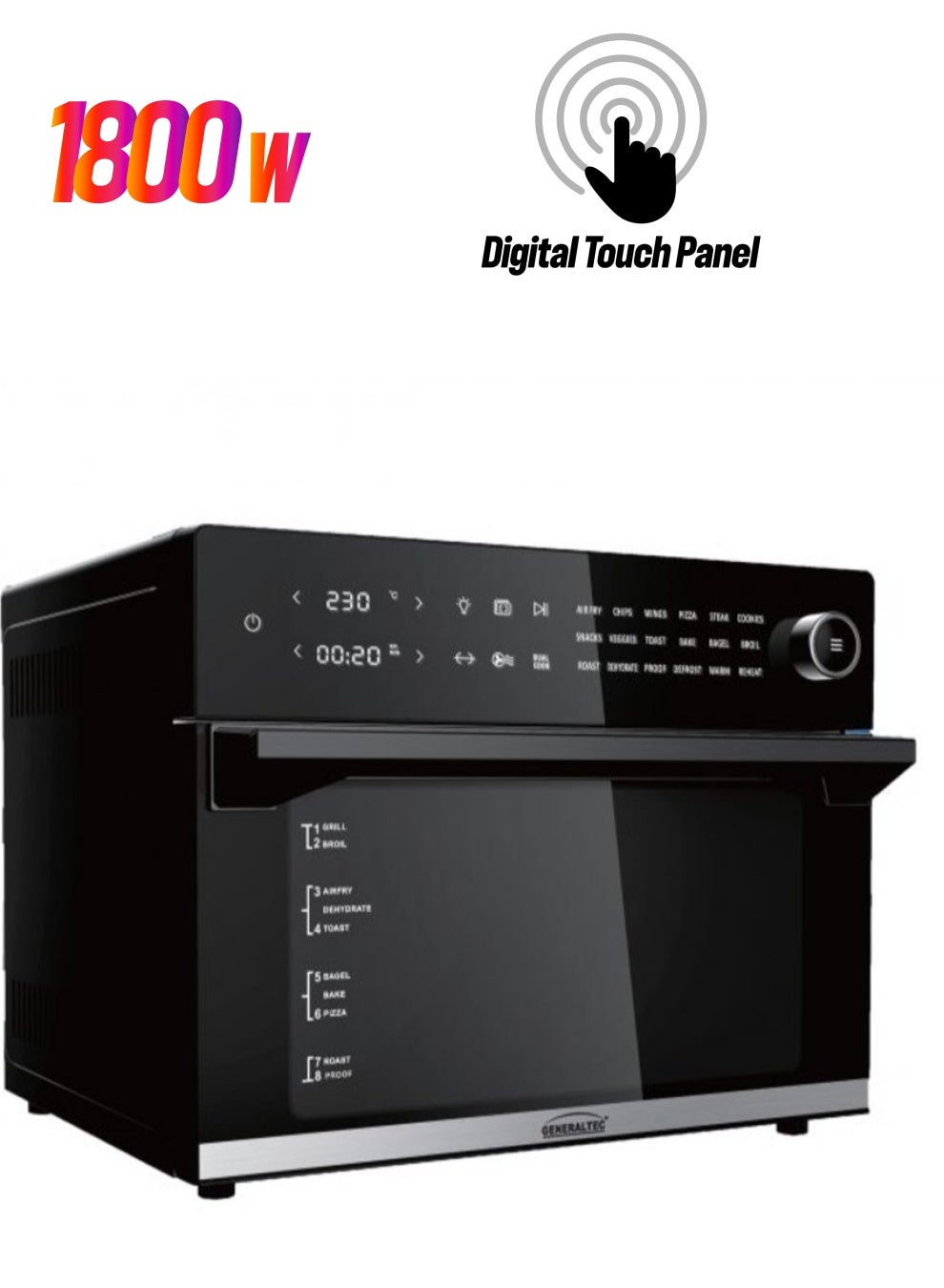 Compare Generaltec 30L Air Fryer Oven – Smart 18in1 Cooking, Dual Cook Function, LED Touch Screen, Turbo Hot Air, Double Glass Door, 7 Accessories, DishwasherSafe, Healthy Frying  GKA40AF at KSA Price