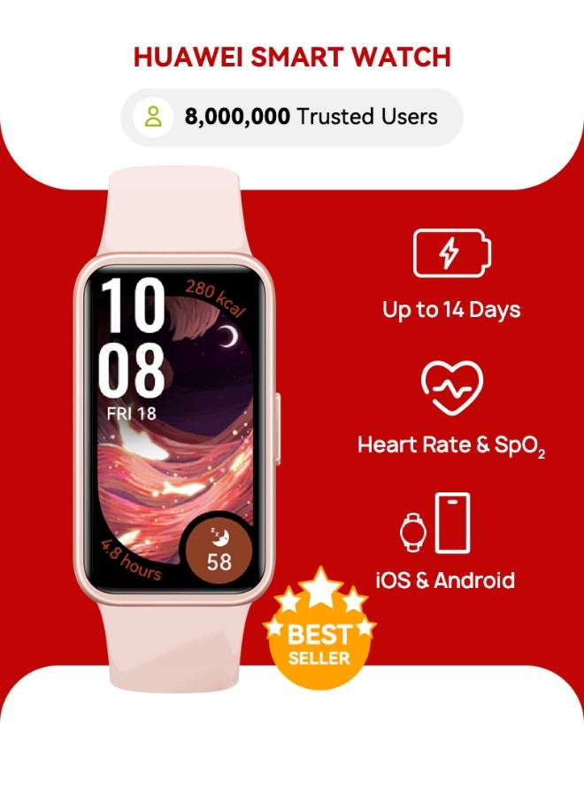 Compare Band 10 Smartwatch, Compatible with iOS Android, Emotional Wellbeing Assistant, Fast Charging And Robust Battery Life, Comfortable Wearing, ProLevel Sleep Analysis, Pink at KSA Price