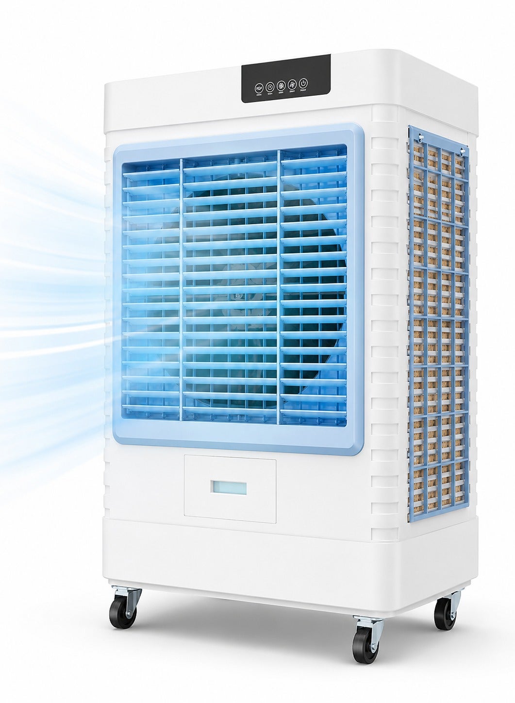 Compare Commercial Home Air cooler 60L Industrial Heavy duty Air Conditioning Fan 3 In 1 Evaporative Air Cooler 3 Wind Speeds Outdoor Indoor Use Cooling UP To 70 Sqm at KSA Price