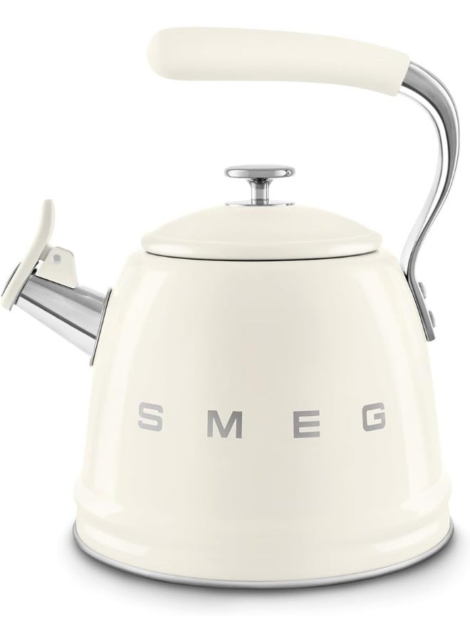 Compare Whistling Kettle  – Premium 2.3 L RetroStyle Stainless Steel Tea Kettle, Ergonomic Handle, Italian Design, CKLW2001CR Cream at KSA Price