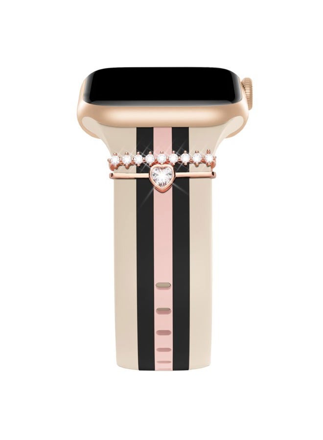 Compare Designer Band with Charms Decor Compatible with Apple Watch Band 38mm 40mm 41mm 42mm 44mm 45mm 46mm 49mm Women Men, Stylish Silicone Sport Wristbands for iWatch Series 10 9 8 7 6 5 4 3 2 1 SE Ultra at KSA Price