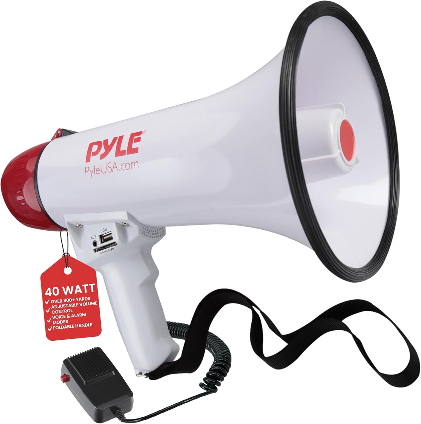 Compare Pyle Megaphone Speaker PA Bullhorn with Builtin Siren  40 Watt, 800 Yard Range for Sports and Safety Drills at KSA Price
