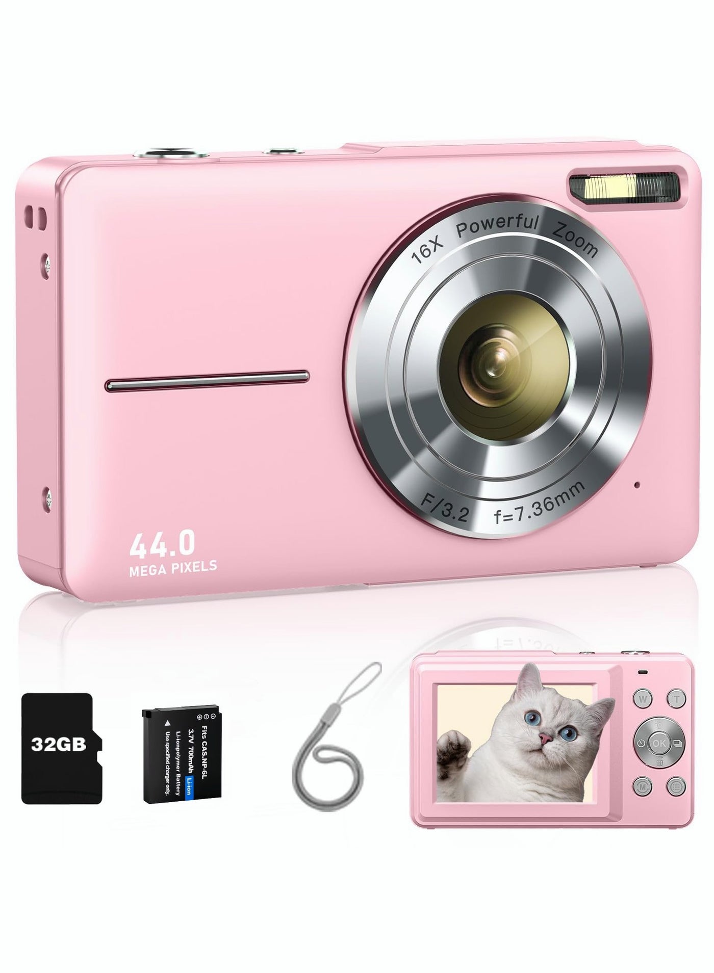 Digital Camera, FHD 1080P Kids Camera 44MP Point…