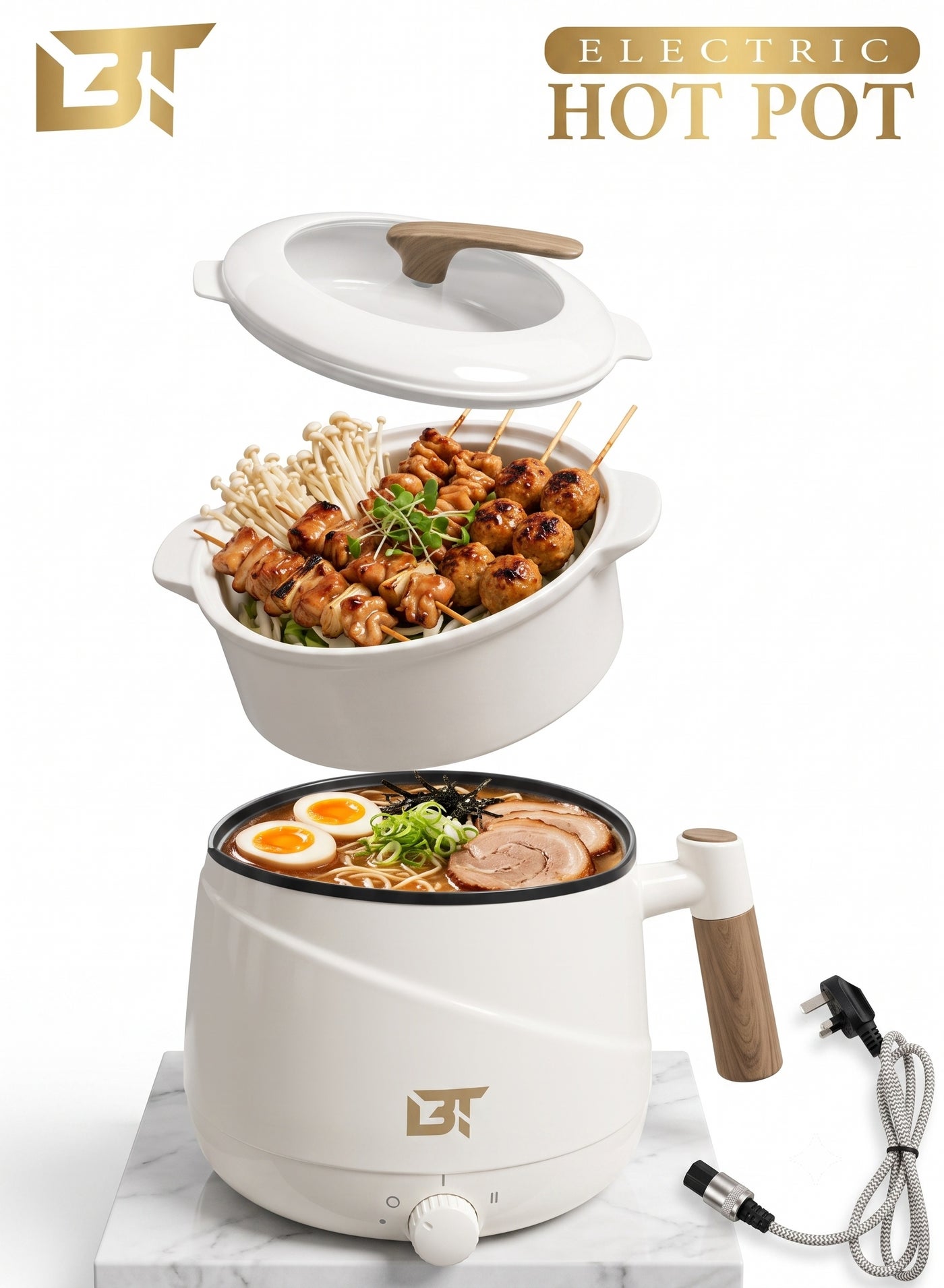 Electric Hot Pot 1.5L Mini Ramen Cooker with…