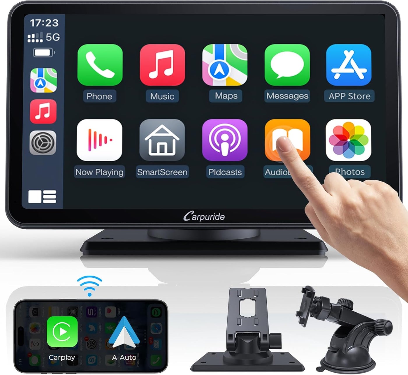 Carpuride W701 Portable Wireless Carplay Screen -…