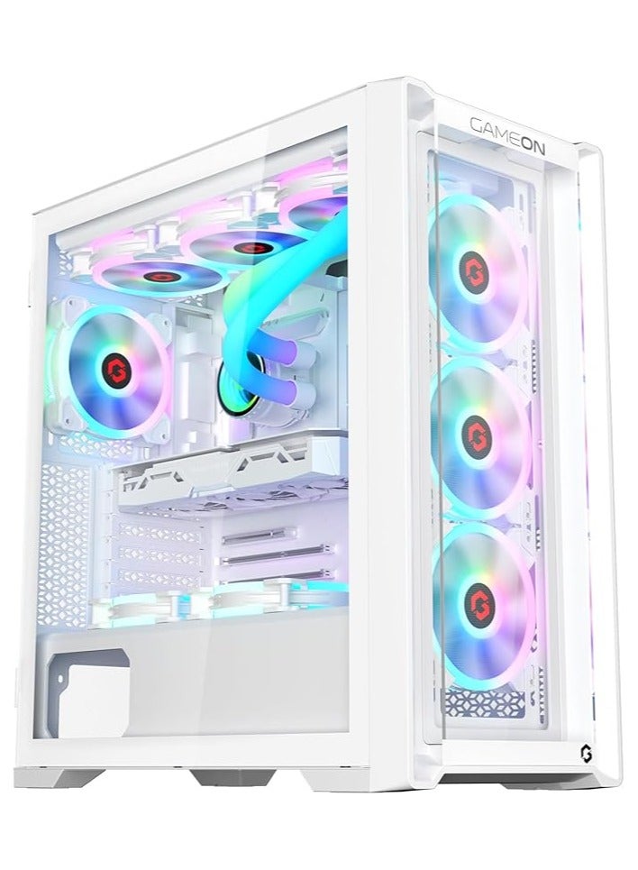 Compare Vortex Arctic Series Mid Tower PC Gaming Case 120mm ARGB+PWM Lighting 0.8mm Tempered Glass Preinstalled 4 RGB Cooling Fans Computer case Dust Filters Wide Motherboard Compatibility White at KSA Price