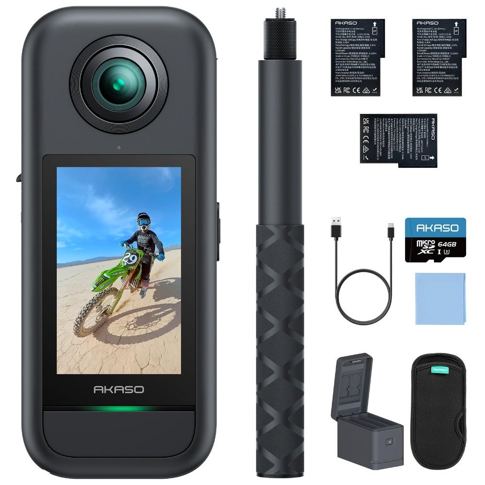 Compare AA 360 Action Camera  5.7K 360 Video with 12 48MP Sensors, 72MP 360 Photo, 360SuperSmooth, Touchscreen, Invisible Selfie Stick, 360° Horizon Lock, AI TrackingAA at KSA Price