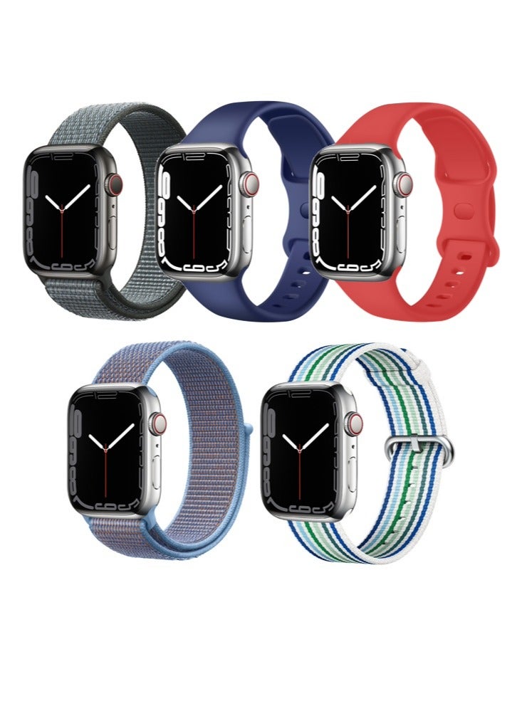 Compare 5pcs Watch Bands Replacement for Apple Watch Strap Compatible with Apple Watch 42414038mm Series 10987654SE at KSA Price