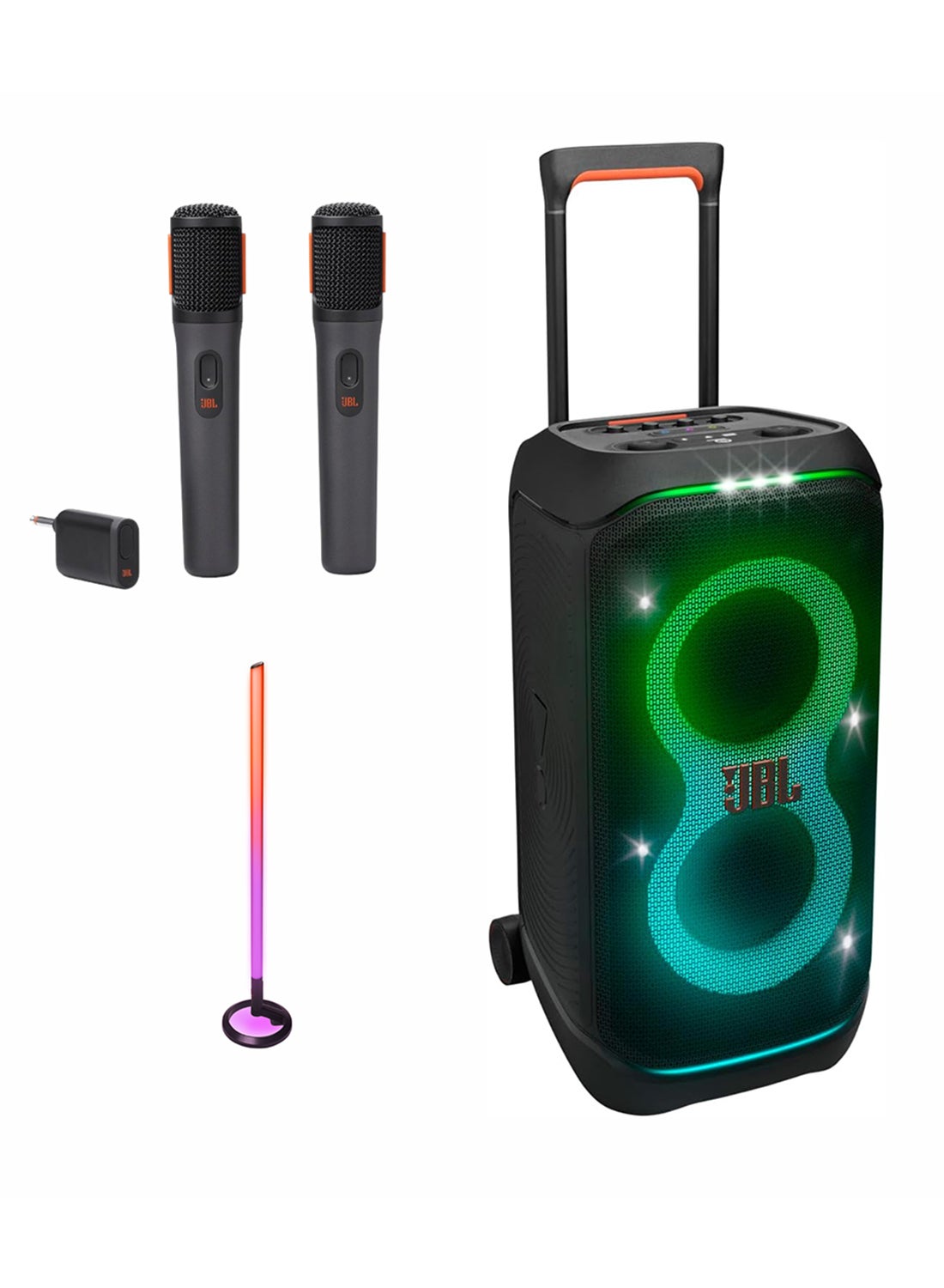 Compare PartyBox Stage 320 Wireless Party Speaker, +PartyLight Stick +  Digital wireless microphones JBLPBSTAGE320UK+PLSTICK+PBWIRELESSMIC Black at KSA Price