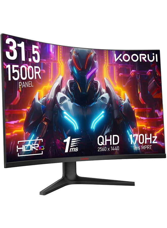 Compare 31.5Inch Curved Gaming Monitor 1500R QHD 2560 x 1440, Up to 170Hz Refresh Rate, 1ms Response Time, sRGB 100% Color Gamut, DCIP3 90%, 3000: 1 Static Contrast, 16.7 Maximum Color, HDR10, Audio Interface, Tilt Adjustable, DisplayPort at KSA Price
