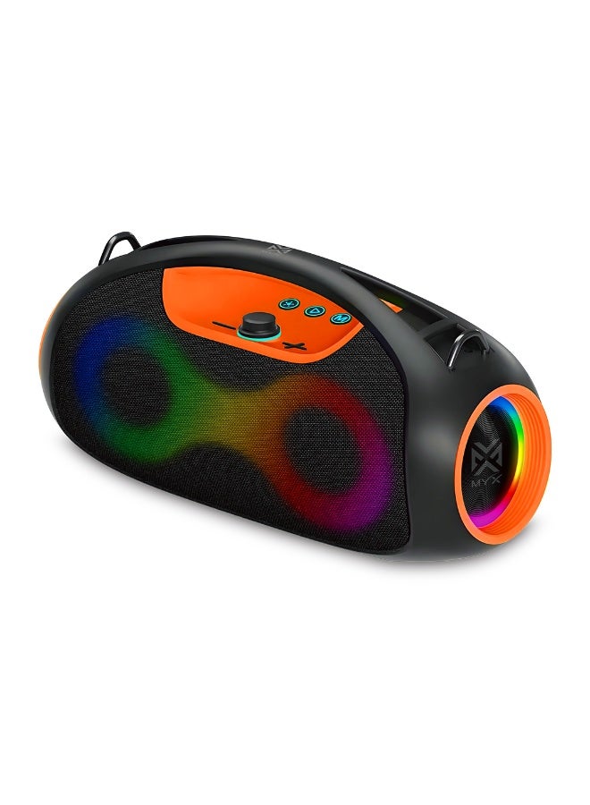 Compare BoomX  Portable Bluetooth Speaker – 60W High Bass, RGB Lights, MultiConnectivity BTAUXTFUSBFM, TWS Pairing, 2000mAh Battery, Outdoor Party Speaker at KSA Price