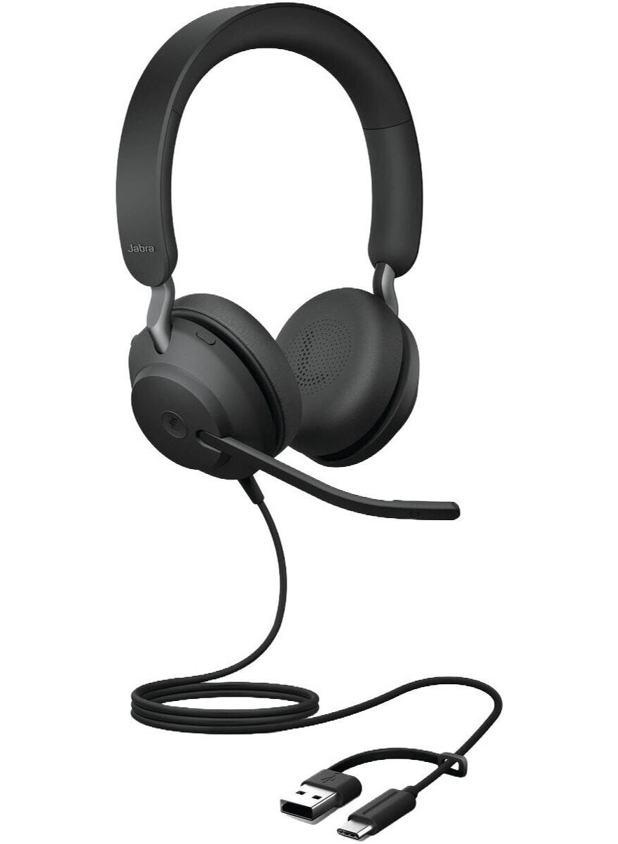 Compare Evolve2 40 SE Stereo Wired Headset – Microsoft Teams Certified, USBCA, 3Microphone Call Technology, 40mm Speakers, Passive Noise Isolation, Memory Foam Ear Cushions, Busylight, Boom Arm Mute, Jabra SafeTone 2.0, Black | 24189999799 at KSA Price