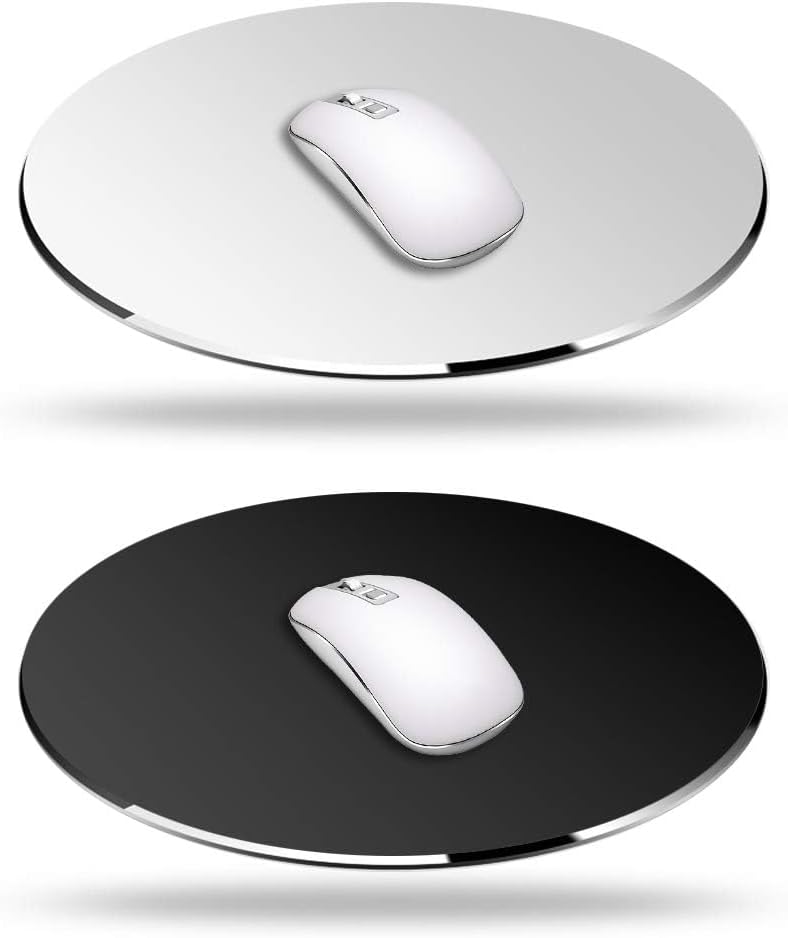 Compare 2 Pack Aluminum Mouse Pad, 7.8Inch Smooth Magic Ultra Thin Round Double Side Mouse Mat for Fast and Accurate ControlSilver, Black at KSA Price