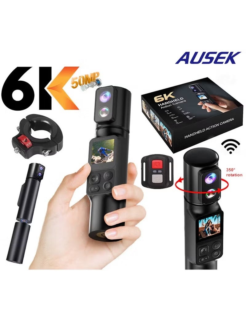 Compare 6K Action Camera, WIFI Dual Lens Pocket Camera, 350° Rotating Lens, 50MP Vlogging Camera, 2600mAh+2600mAh Battery, 6Axis Stabilizer, Touch Screen, Support TimeLapse RecordingSlow MotionPreRecording at KSA Price