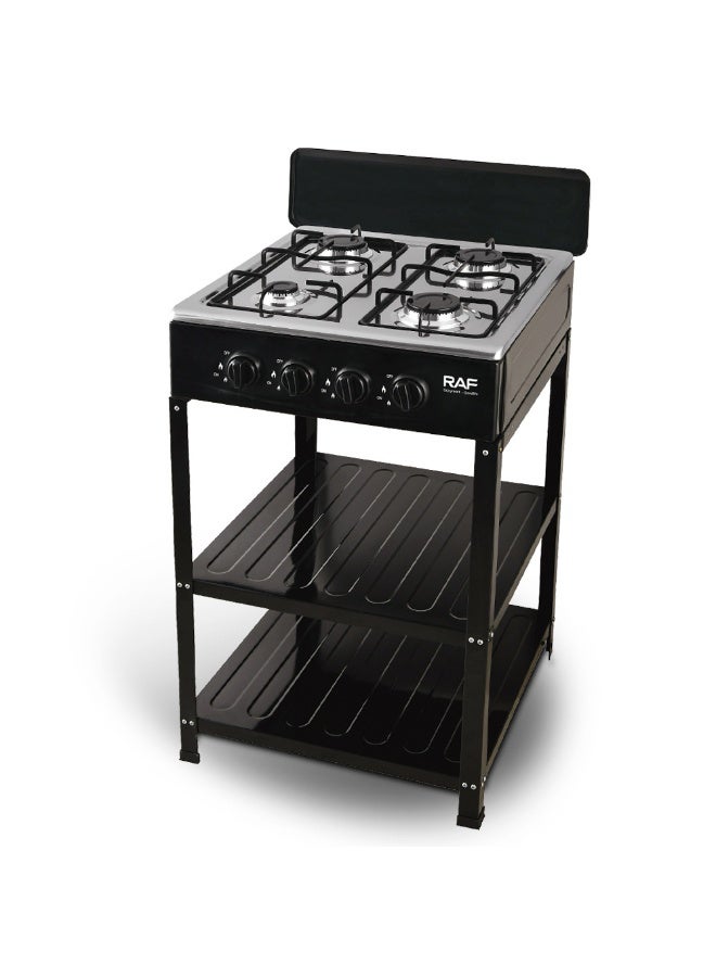 Compare 4 Burner Gas Stove with Wind Guard, Portable Gas Stove with Removable Leg Stand and 2 Storage Shelves for RV, Apartment, Outdoor Cooking. at KSA Price