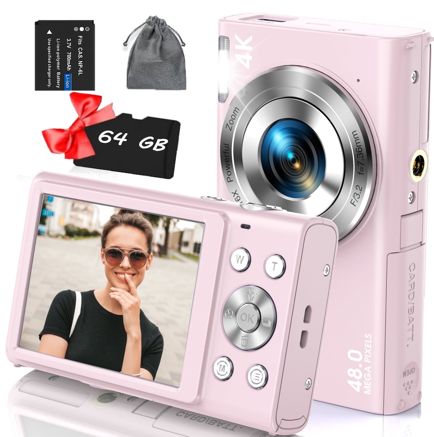 4K UHD 48MP Digital Camera with 64GB Card, 16X…