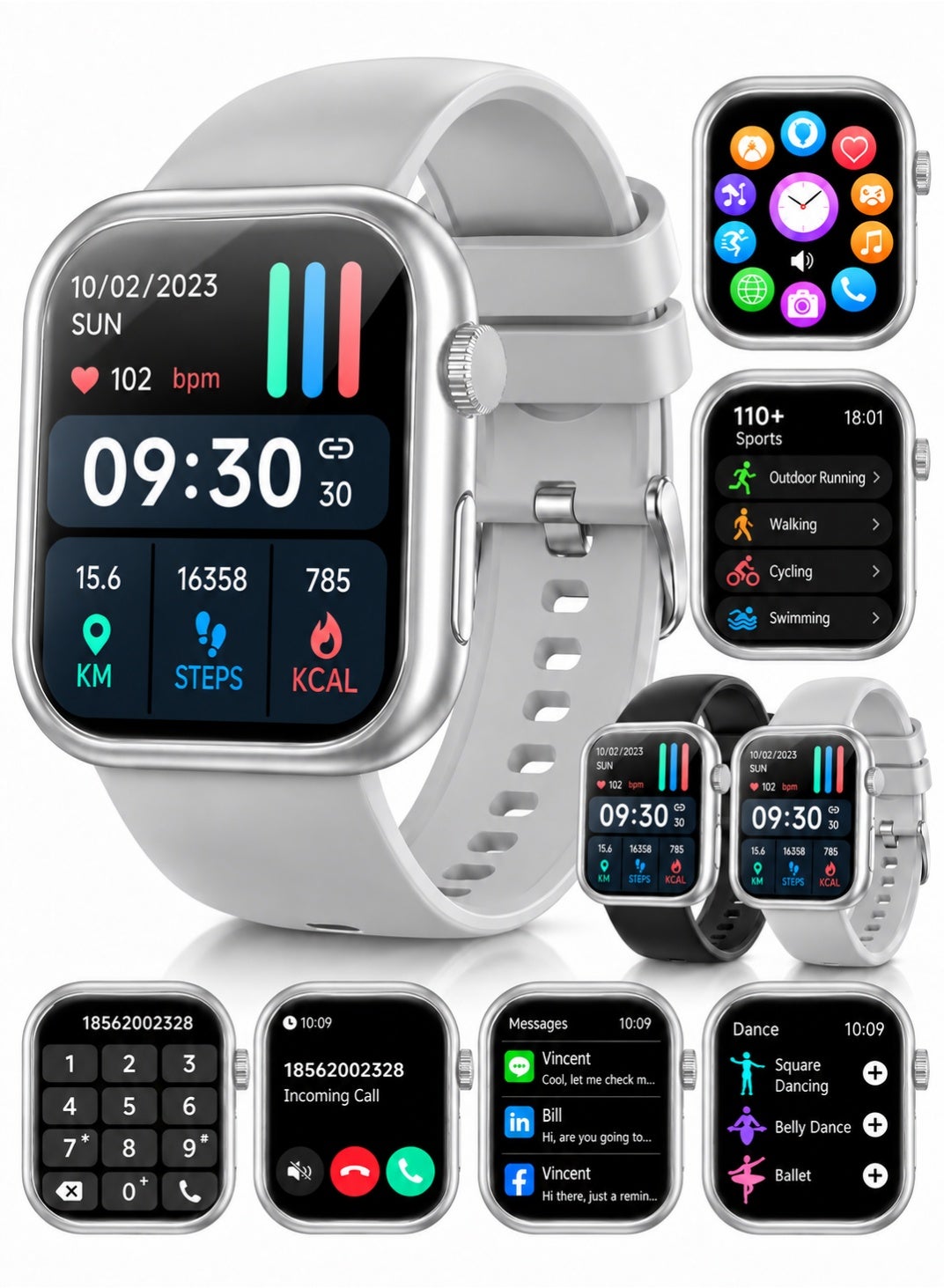 Compare Smartwatch for Women & Men, 1.83” HD Smart Watch Ladies with Bluetooth Call,  Smart Watch for Men & Boys, Android Watch Fitness Tracker with Long Battery, Arctic White at KSA Price