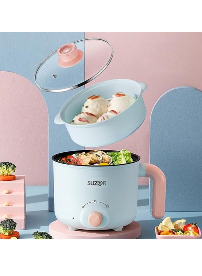 Compare Electric Hot Pot, 1.8L Mini Multifunction Electric Cooker for ShabuShabu, Stir Fry, Noodles, Pasta, Nonstick Frying Pan for Sauté, Dual Power Control Ramen Cooker for Dorm and Office at KSA Price