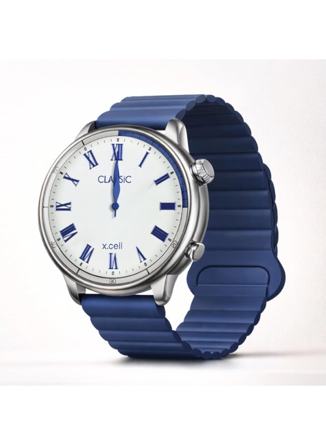 Compare Xcell Classic7 Smartwatch for Men & Women – 1.43” AMOLED Roman Dial, Bluetooth Calling, Heart Rate & SpO2 Wellness Tracking, IP68, 7Day Battery, ArabicPersianEnglish, iOS & Android Blue at KSA Price