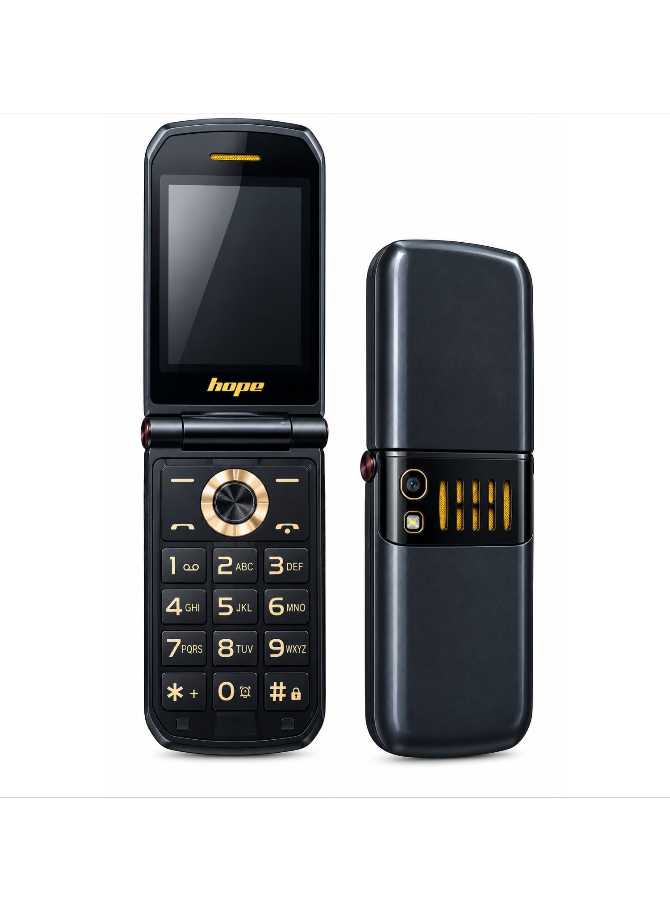 Compare Hope Black Flip Feature Phone with Dual Displays, Physical Keypad, and Rear Camera at KSA Price