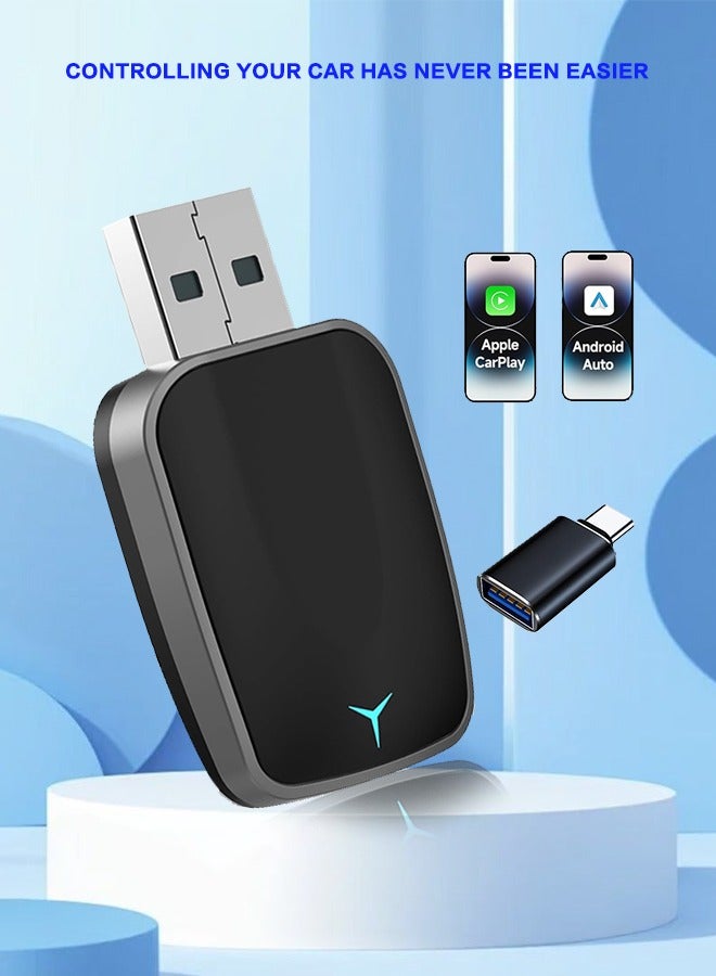 Compare Mini Wireless Carplay Adapter, Convert Wired to Wireless Car Play & Android Auto 2in1 Adapter for Apple iPhone & Android Phone, Plug & Play, Auto Connect, No Delay, wUSB C for iOS 10+ Android11+ at KSA Price