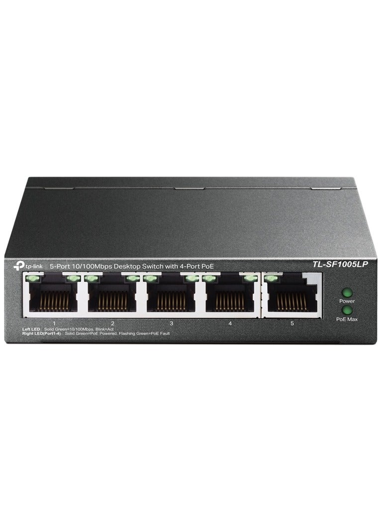 Compare TP Link PoE Switch 5 Port 100 Mbps 4 PoE ports up to 15.4 W for each PoE port and 41 W for all PoE ports Metal Casing Plug and Play Ideal for IP Surveillance and Access Point TL SF1005LP at KSA Price