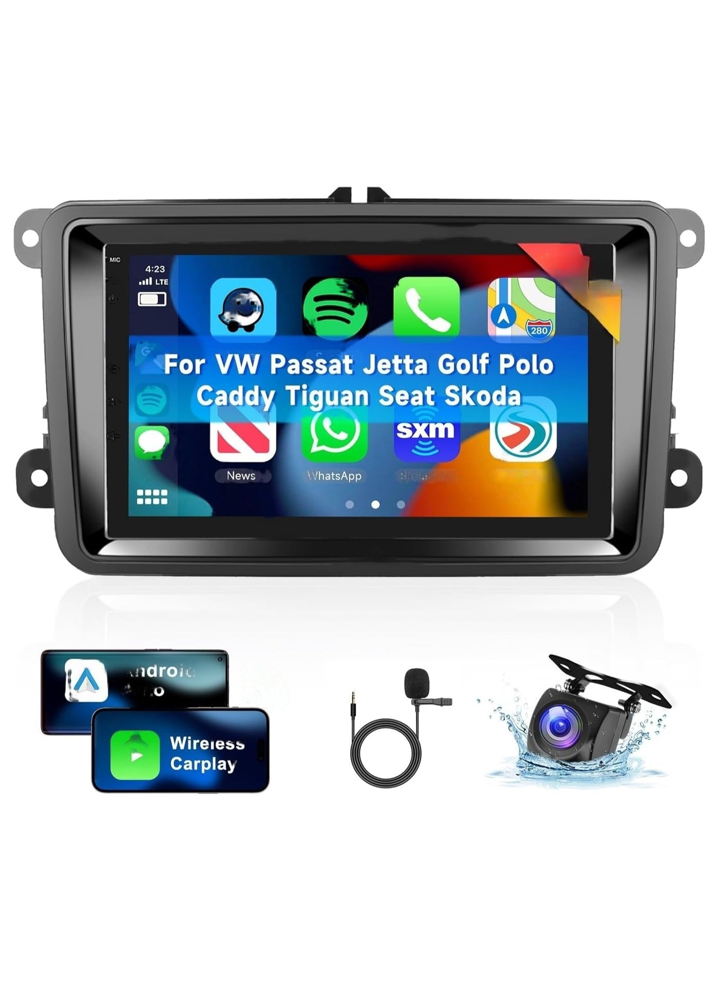 Compare Android Car Stereo for Volkswagen Passat Jetta Golf Polo Caddy Tiguan Seat Skoda 4GB RAM 32GB ROM Support Carplay, Mirror Link WiFi BT, Radio GPS, 10 Inch IPS Touch Screen with AHD Camera Included at KSA Price