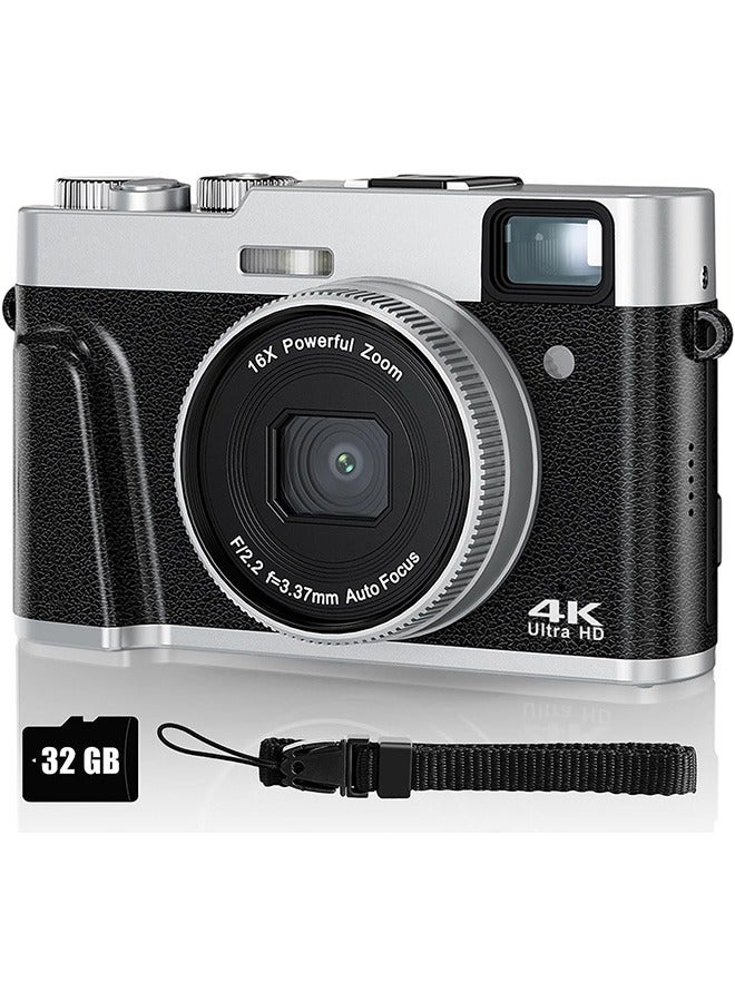 Compare 4K Digital Camera for Photography, Autofocus 4K Camera with Viewfinder 16X AntiShake Video Camera Vlogging Camera for YouTube Compact Point and Shoot Digital Cameras with 32GB SD Card at KSA Price