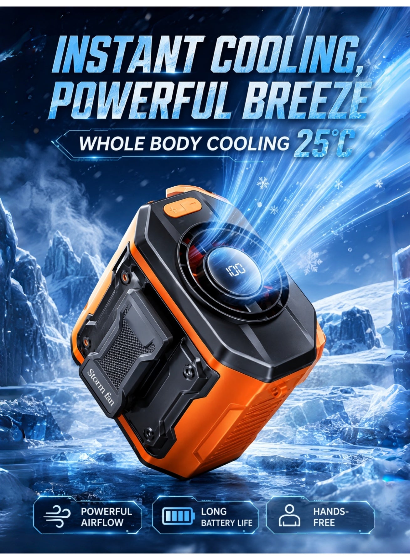 Compare Waistclip fan featuring 24hour battery life and builtin LEDSOS emergency lighting; offers three adjustable speed settings with a powerful airflow reaching up to 15,500 RPM; designed specifically for construction work, agricultural labor, and fishing. at KSA Price