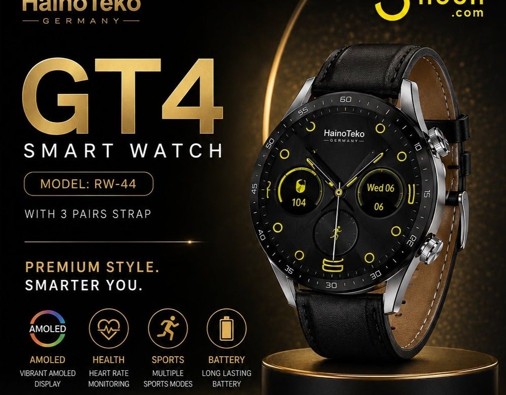 Compare HainoTeko GT4 Smart Watch RW44 with 3 Straps AMOLED Display Bluetooth Calling Fitness Tracker for Men & Women at KSA Price