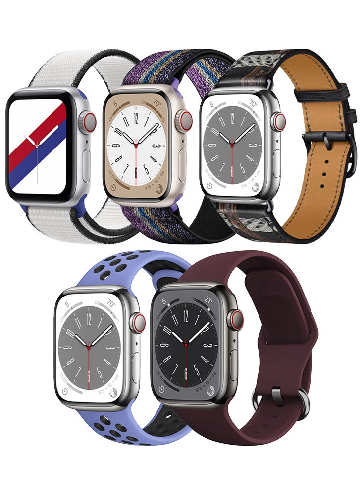 Compare 5pcs Watch Bands Replacement for Apple Watch Strap Compatible with Apple Watch 42414038mm Series 10987654SE at KSA Price
