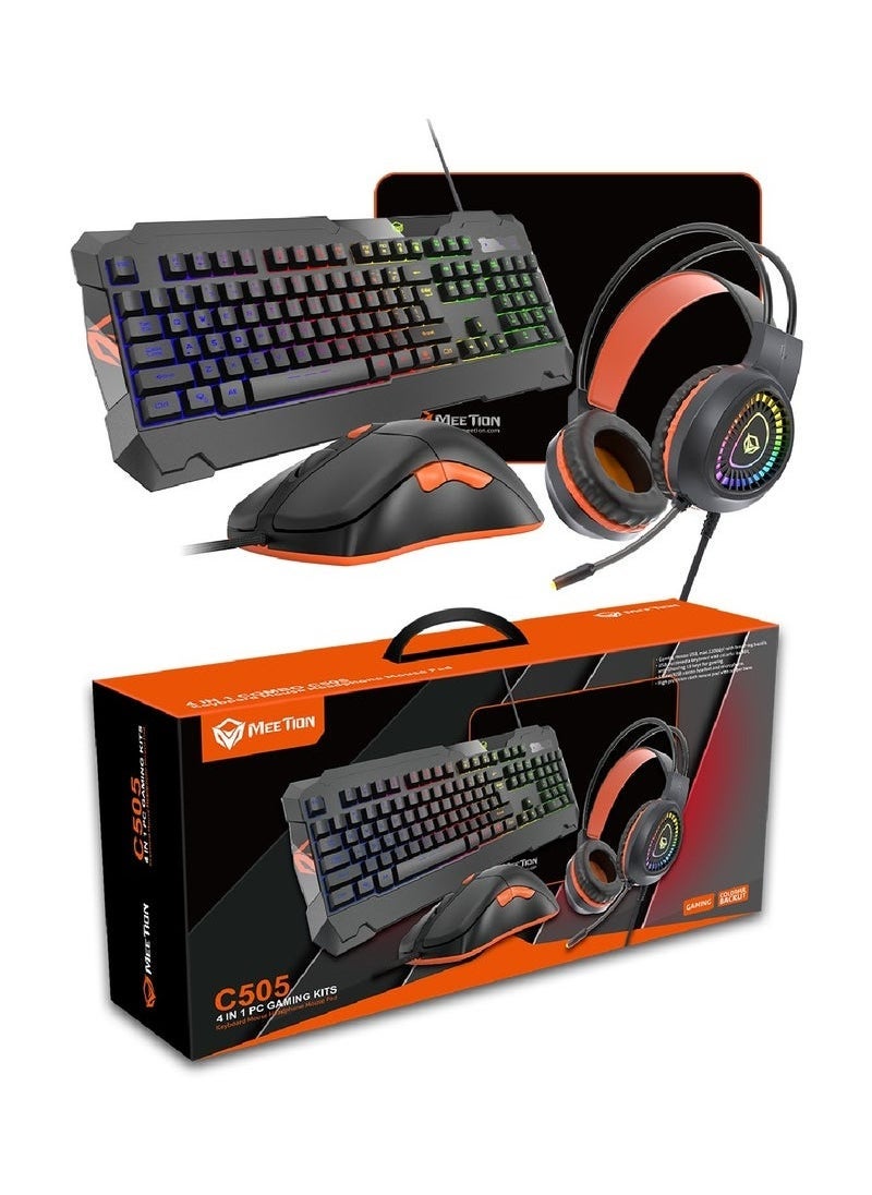 Compare MTC505 4 in 1 Gaming Combo Kit – AntiGhost RGB Mechanical Keyboard with 5+1 Programmable Buttons, 3200 DPI High Precision Gaming Mouse, Backlit Gaming Headphone with OmniDirectional Microphone, and Large HighPrecision Mouse Pad for Pro Gamers at KSA Price