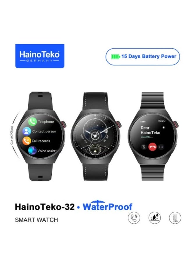 Compare Haino Teko32 Waterproof Smartwatch With Curved AMOLED Display Bluetooth Calling 3 Pair Straps and Charging Cable Designed for Men Black at KSA Price