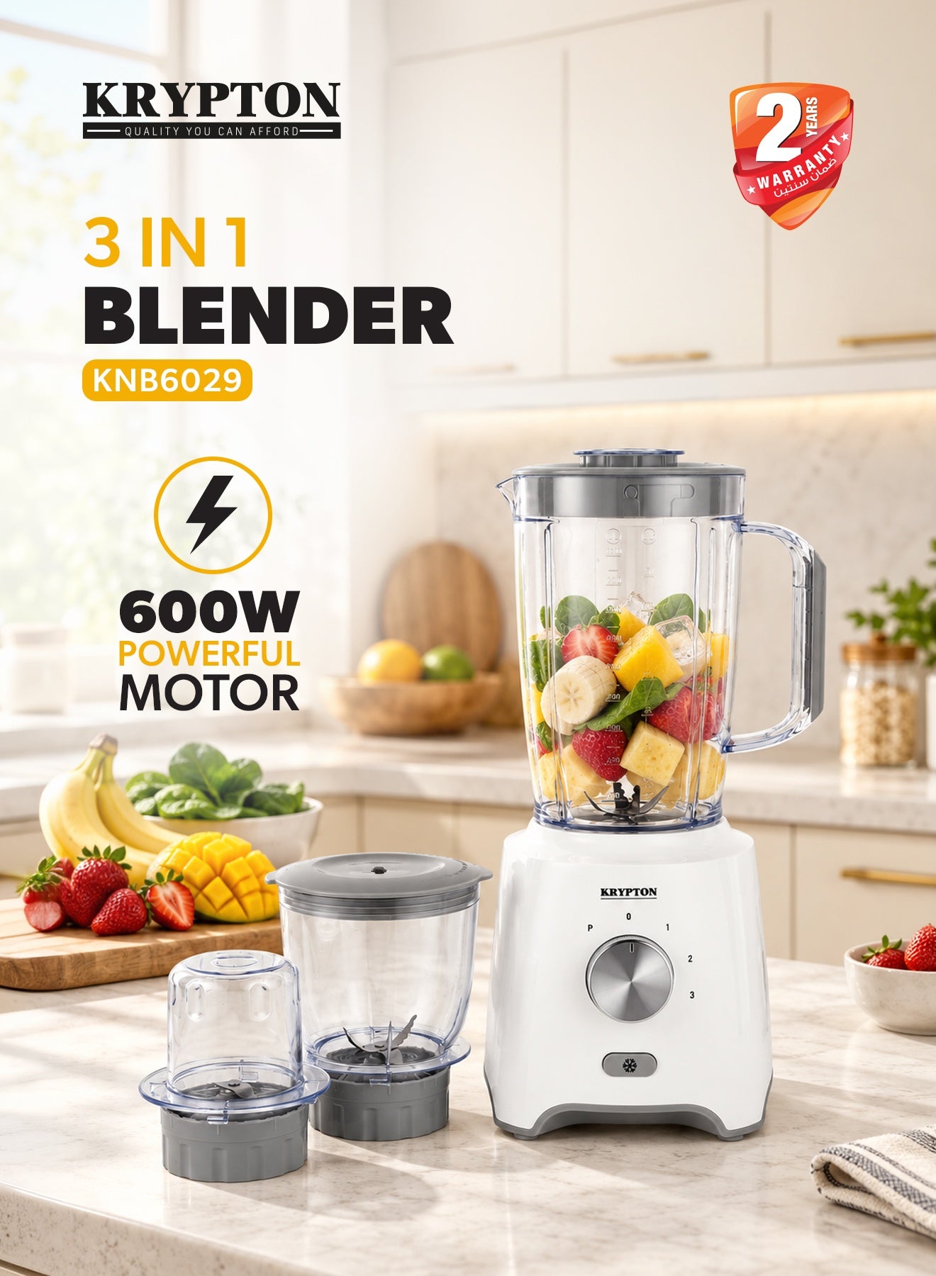 3-In-1 Blender With Unbreakable Jars, Stainless Steel…