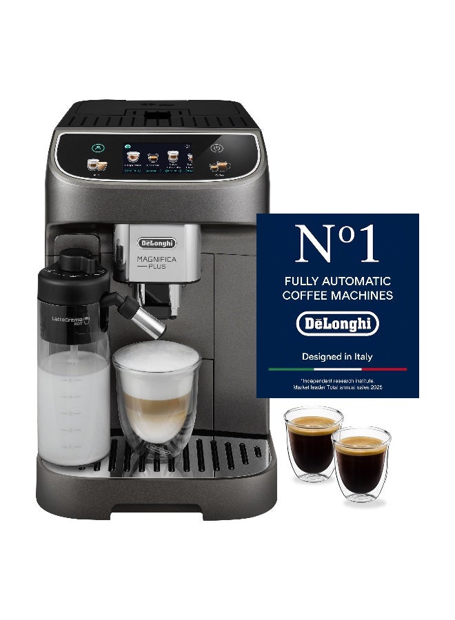 Compare Coffee Machine MAGNIFICA PLUS Fully Automatic Espresso Machine with 24+ Hot & Iced Beverages, Color Touch Display, 13 Grinder Settings, LatteCrema, Twin Shot Made in Europe 1.9 L 1450 W ECAM320.70.TB Titanium Black at KSA Price