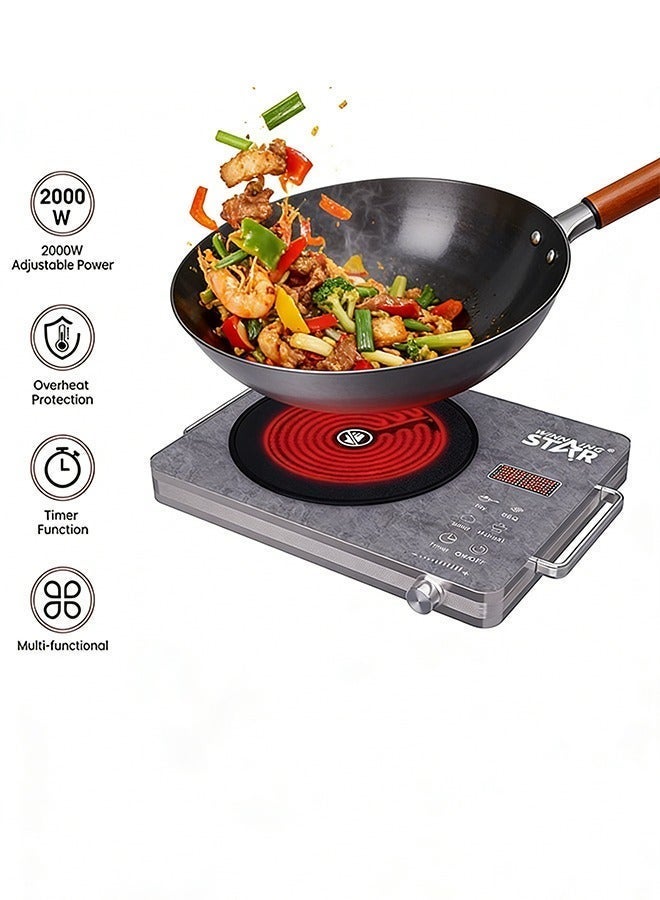 Compare 2000W Portable Infrared Cooker,Electric Stove, Adjustable Heating Power, Multiple Preset Functions,Touch Control & Knob,Compatible with All Cookware ST9679 at KSA Price
