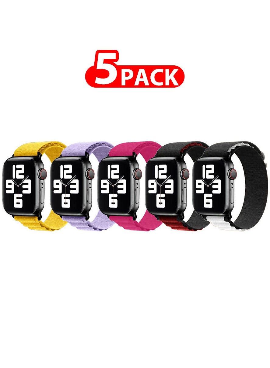 Compare 5 Pack Of Apple Watch Alpine Loop Band 38Mm 40Mm 41Mm Women Men Adjustable With Metal GHook Strap For iWatch Series 7SE654321 Multicolour at KSA Price