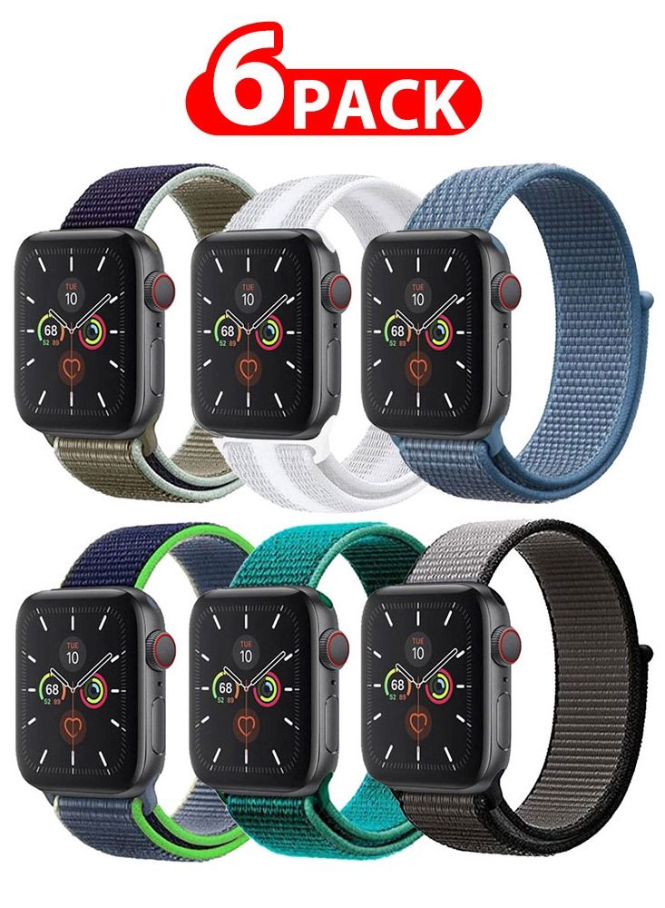 Compare 6 Pack For Apple Watch 41mm 40mm 38mm Nylon Sport Loop Band Compatible With iWatch Series 7 SE 6 5 4 3 2 1 Men Women Braided Stretchy Nylon Loop Bands at KSA Price