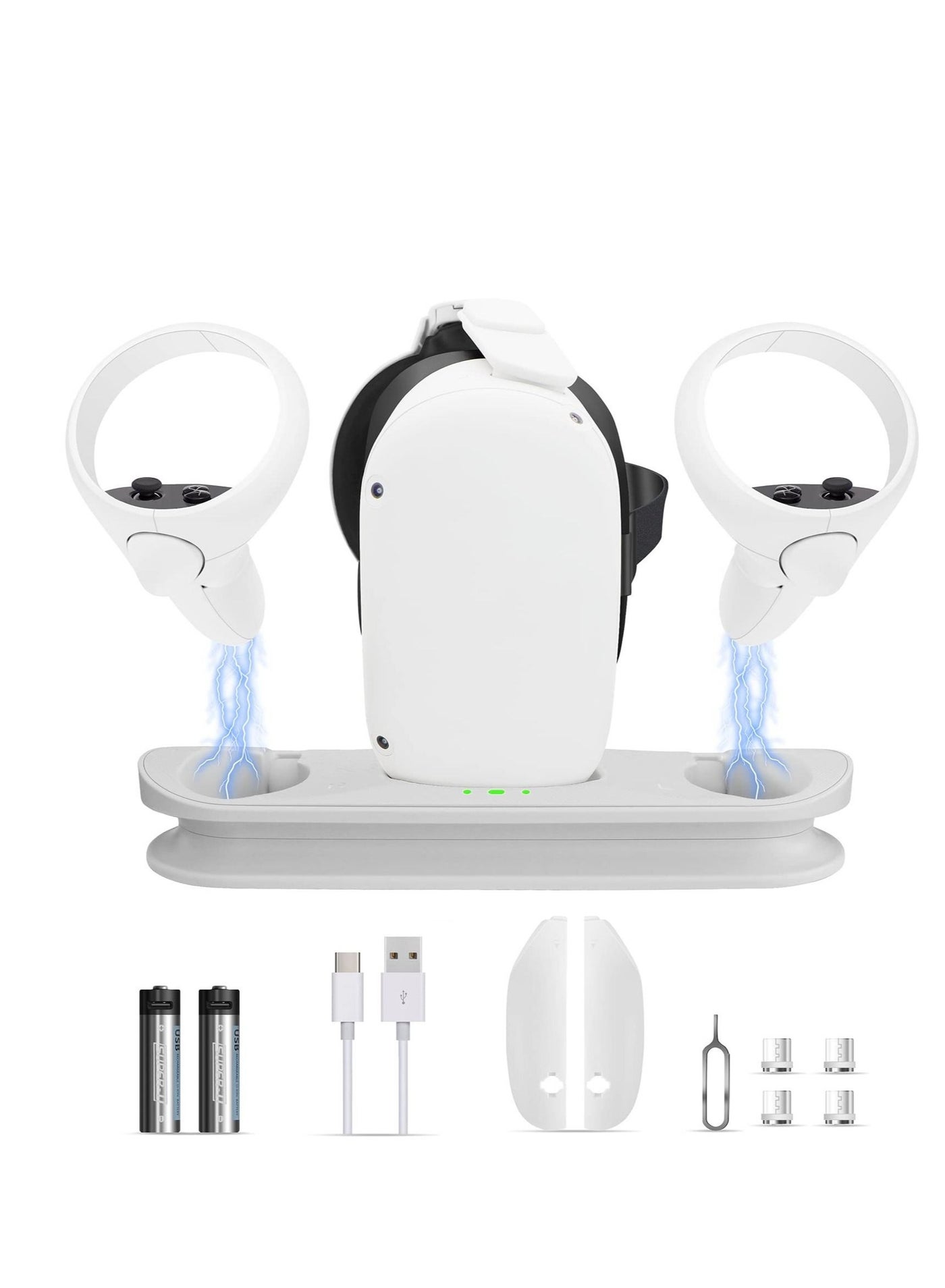 Compare Charging Dock Station for Oculus Quest 2  Fast VR Charger Stand for OculusMeta Quest 2 Headset Touch Controller Accessories with 2 Rechargeable Batteries,USBC Charger and CableWhite at KSA Price