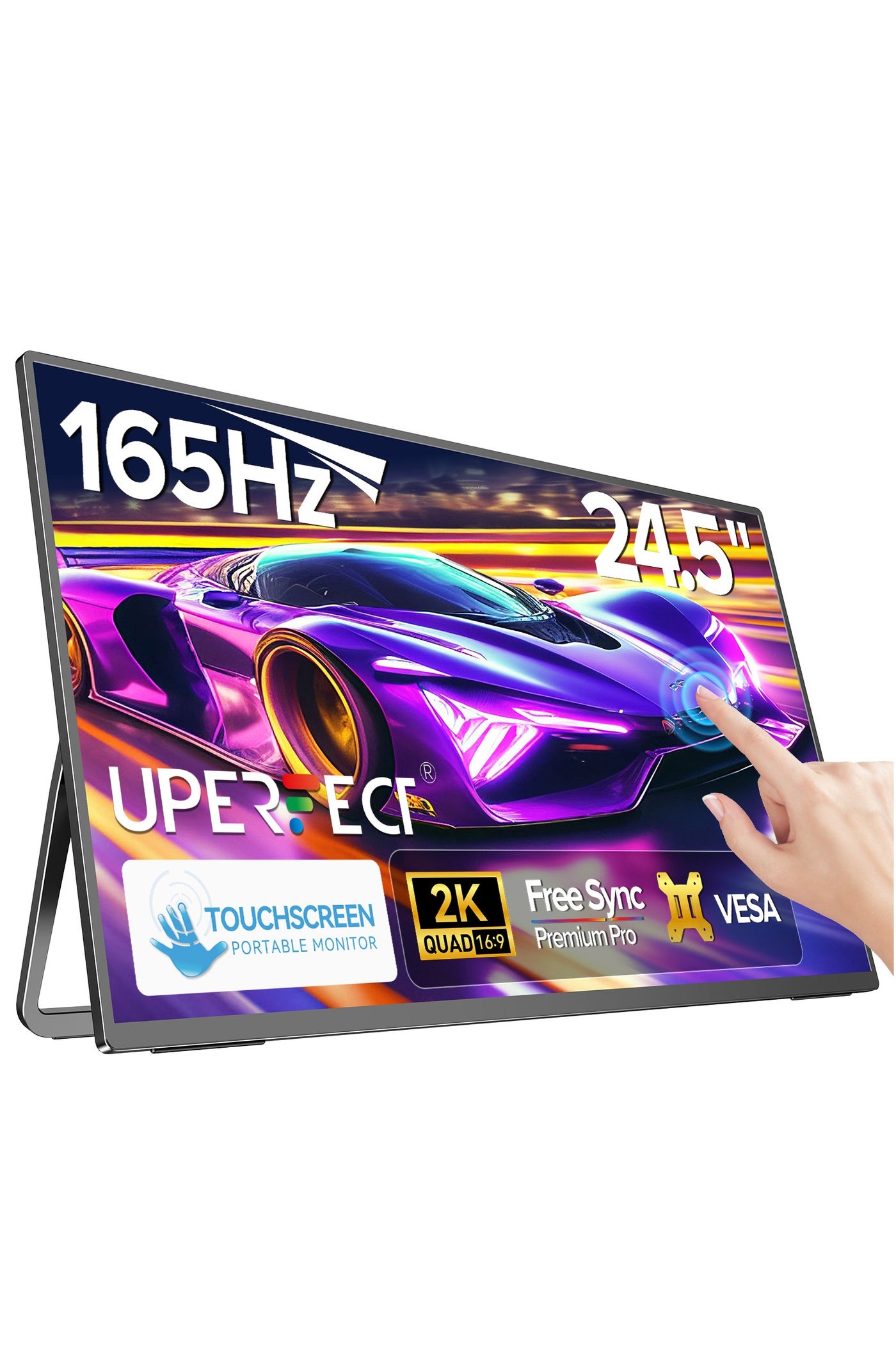 Compare UPERFECT 24.5 Portable Monitor Touchscreen with Integrated Mount 165 Hz 2560*1440P QHD IPS USB C & Mini HDMI Port Second Screen for LaptopPhoneGame Console at KSA Price