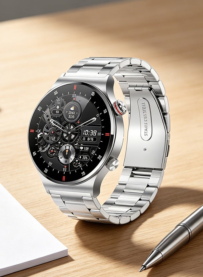 Compare Smart Watch for Men, 1.28 HD Touch Screen Fitness Tracker, MakeAnswer Calls, IP67 Waterproof, Sleep & Activity Tracking Smartwatch for Android IOS,Silver Steel at KSA Price