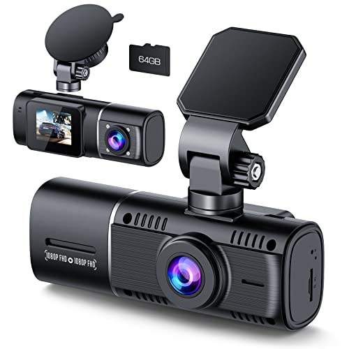 Compare Dual Dash Cam Front and Inside 1080P Dash Camera for Cars IR Night Vision Car Camera for Taxi Accident Lock Parking Monitor 2 Mounting Options 64GB SD Card at KSA Price