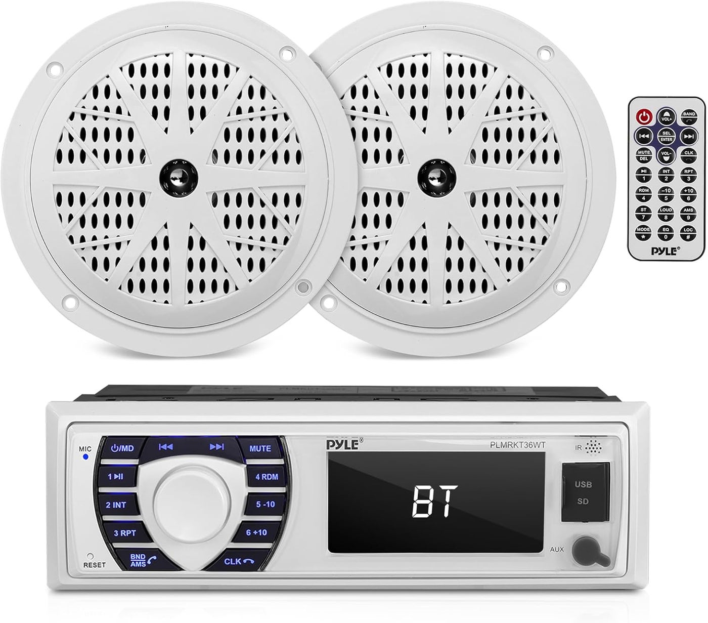Pyle Marine Receiver & Speaker Kit - In-Dash LCD Digital…