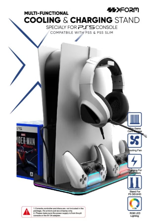 PS5 Stand and Cooling Station with Dual Controller…