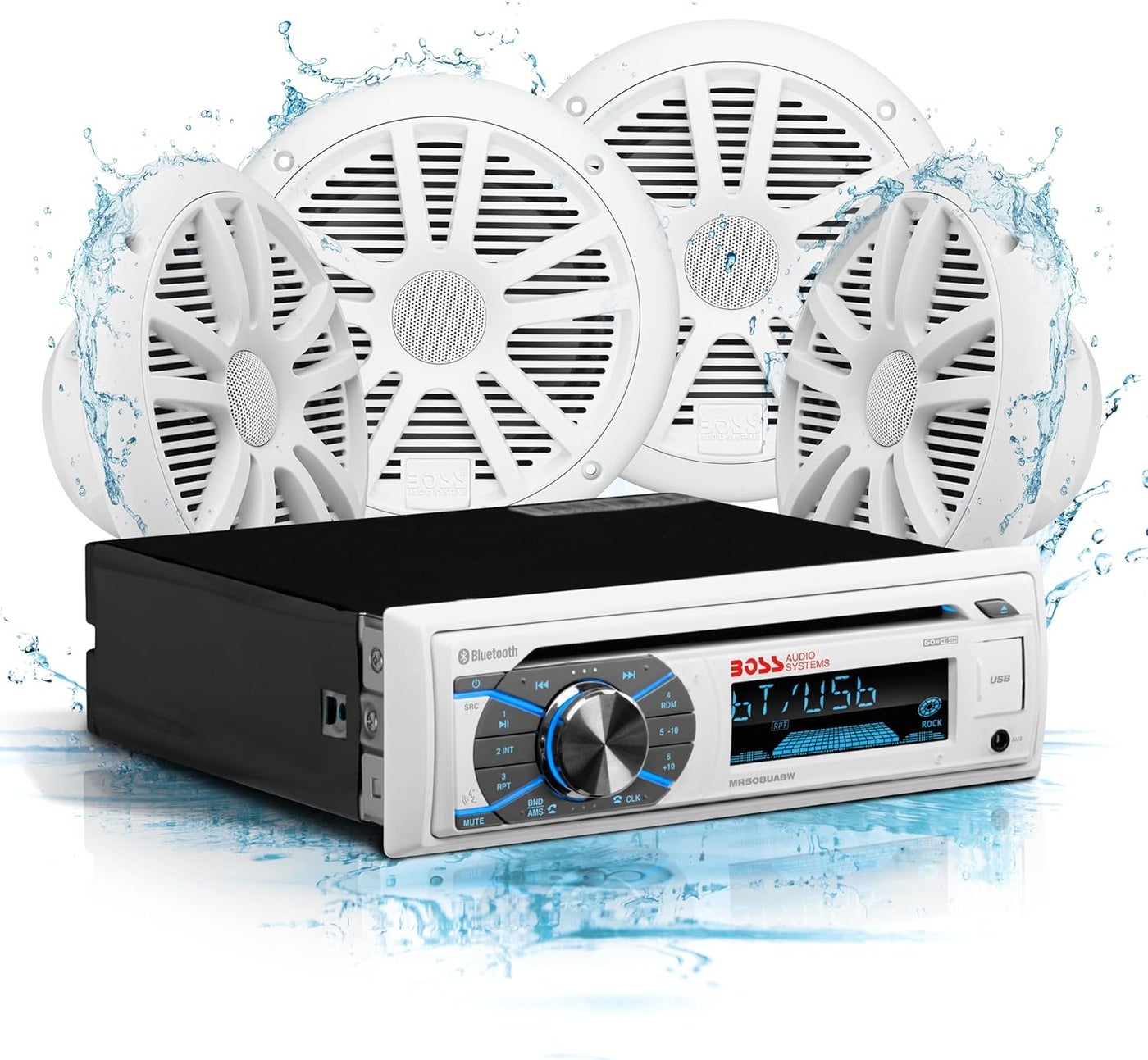 BOSS Audio Systems MCK508WB.64S Marine Receiver Speaker…