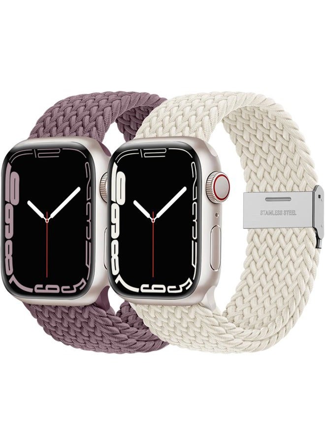 Compare 2 Pack Elastic Nylon Compatible with Apple Watch Band 44mm 45mm 42mm Series 3 49mm Women Men,Stretchy Braided Solo Loop Strap Accessories for iWatch Ultra Series 10 46mm9876543SE21 at KSA Price