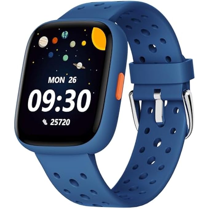 Compare Smartwatch Kids, 1.8 Inch Fitness Watch Pedometer, 247 Pulse, Sleep Monitor, Vibration Alarm, Ip68 Waterproof, Puzzle Games WithWithout App, For Girls Boys Teens 516, Blue at KSA Price